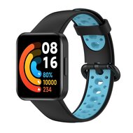 Tweekleurige sportband - Zwart met blauw - Xiaomi Redmi Watch 2 (Lite) afbeelding