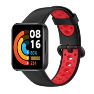 Tweekleurige sportband - Zwart met rood - Xiaomi Redmi Watch 2 (Lite) afbeelding