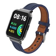 Leren band met case - Donkerblauw - Xiaomi Redmi Watch 2 (Lite) afbeelding