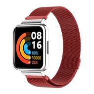 Milanese bandje met case - Rood - Xiaomi Redmi Watch 2 (Lite) afbeelding