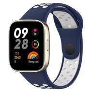 Siliconen sportband - Donkerblauw met wit - Xiaomi Redmi Watch 3 afbeelding