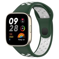 Siliconen sportband - Donkergroen met wit - Xiaomi Redmi Watch 3 afbeelding