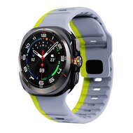 Wave siliconen bandje - Grijs met geel - Samsung Galaxy Watch Ultra 47mm afbeelding