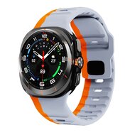 Wave siliconen bandje - Grijs met oranje - Samsung Galaxy Watch Ultra 47mm afbeelding