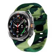 Wave siliconen bandje - Legergroen camouflage - Samsung Galaxy Watch Ultra 47mm afbeelding