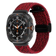 Braided band met D-buckle sluiting - Rood met zwart - Samsung Galaxy Watch Ultra 47mm afbeelding