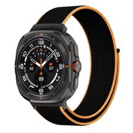 Nylon loop bandje - Zwart / oranje - Samsung Galaxy Watch Ultra 47mm afbeelding