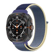Nylon loop bandje - Blauw met roomwit - Samsung Galaxy Watch Ultra 47mm afbeelding