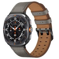 Leren band met twin gesp - Grijs - Samsung Galaxy Watch 8 - 40mm / 44mm afbeelding