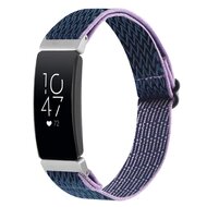 FitBit Inspire 2 & Ace 3 Elastische solo loop nylon bandje - Donkerblauw met paars afbeelding